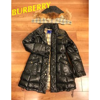 バーバリーブルーレーベル(BURBERRY BLUE LABEL)のちょっと訳あり美品 リアルラクーンファー付きBURBERRY ダウンコート(ダウンコート)