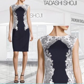 タダシショウジ(TADASHI SHOJI)の専用【新品】TADASHI SHOJI メタリック刺繍 タイト ワンピース(ひざ丈ワンピース)