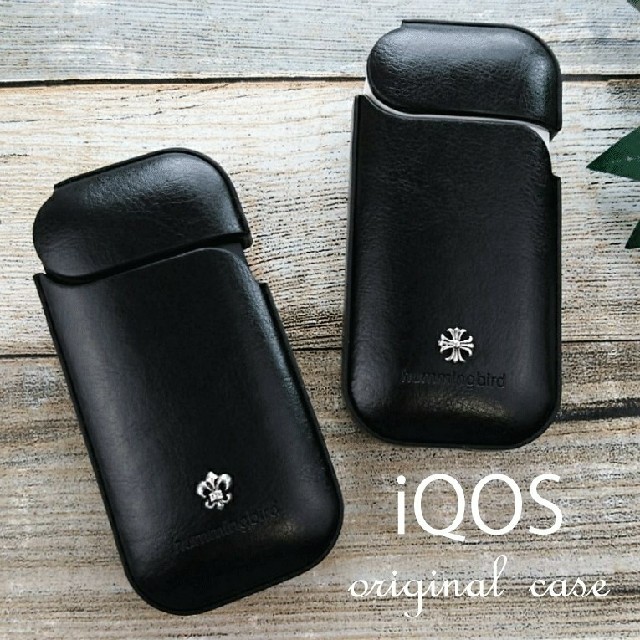 【送料無料】iQOS PU レザー フルカバーケース ブラック フレア クロス メンズのファッション小物(タバコグッズ)の商品写真