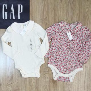 ベビーギャップ(babyGAP)のベビーギャップ、えり付きロンパース、花柄のみ80センチ(ロンパース)