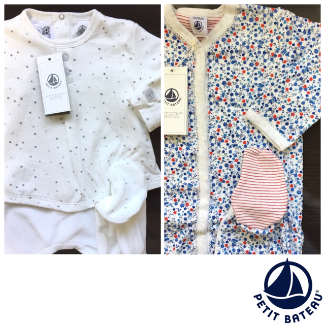 PETIT BATEAU(プチバトー)の【ぺい様専用】プチバトー 12m チュビックプリント足つきロンパース キッズ/ベビー/マタニティのベビー服(~85cm)(ロンパース)の商品写真