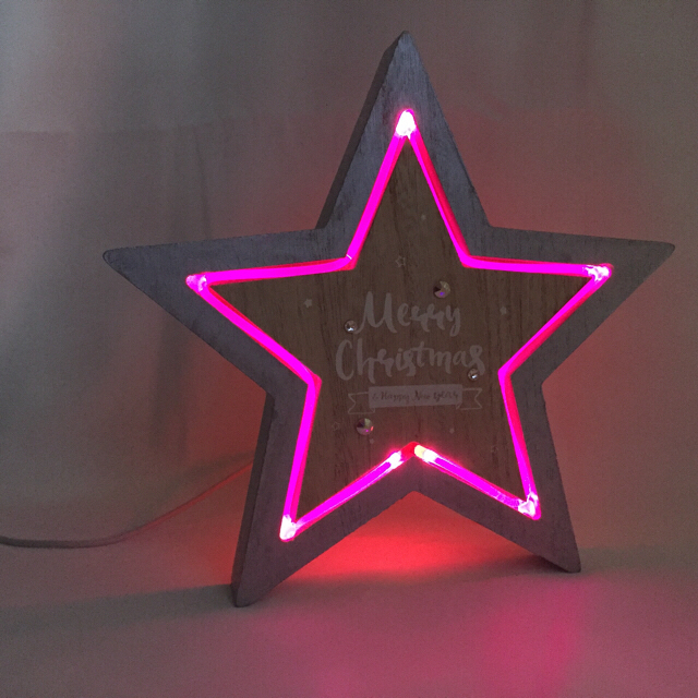 クリスマス ネオンランプ【星型、 ピンク色】 ハンドメイドのインテリア/家具(インテリア雑貨)の商品写真