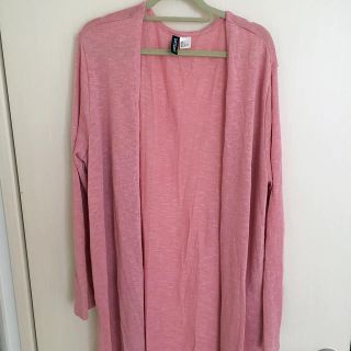 エイチアンドエム(H&M)のH&M pink カーディガン ロングカーディガン Lサイズ(カーディガン)