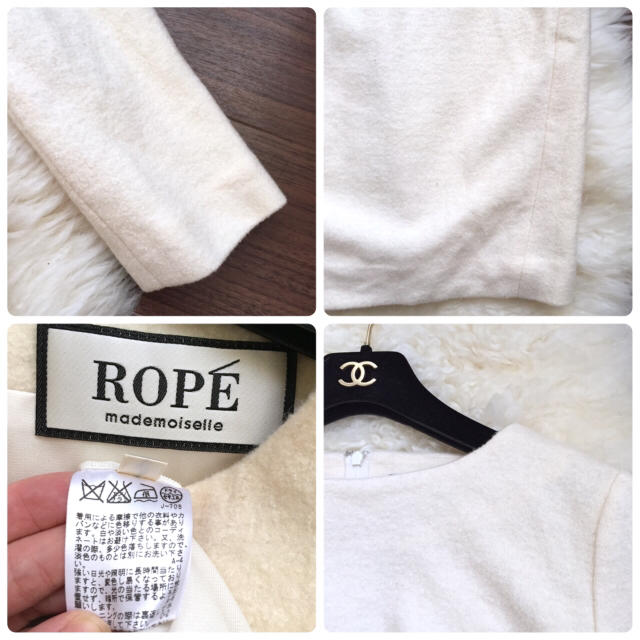 ROPE’(ロペ)の【美品】ROPE♡サイズ38 ウールワンピース アイボリー レディースのワンピース(ひざ丈ワンピース)の商品写真