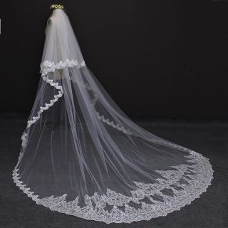 新品♡300cm♡2段ウエディングベール♡豪華レースモチーフ♡オフ/ホワイト