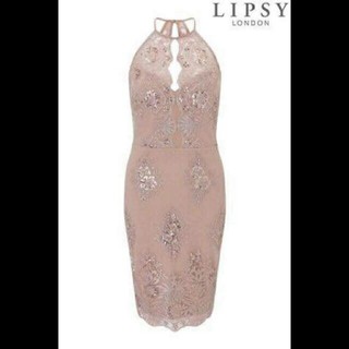 リプシー(Lipsy)のLipsy size uk8 刺繍ドレス　１２月２６日終了(ミディアムドレス)
