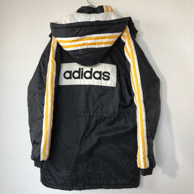 adidas アディダス 90s ビンテージ ベンチコート Ｌブラック×ホワイト