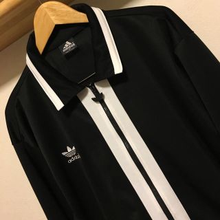 アディダス(adidas)の希少 adidas 90's ビンテージ 襟付き ジャージ メンズ ロゴ 黒 白(ジャージ)