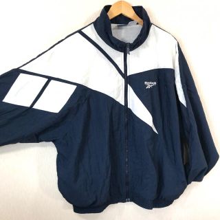 リーボック(Reebok)の名作 90s ♪ ヴェトモン 元ネタ リーボック ナイロンジャケット 濃紺 XL(ナイロンジャケット)