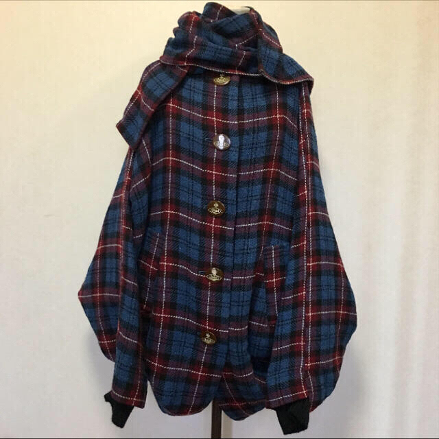 ◎Vivienne Westwood◎ オーブボタン付 チェックコートポンチョ