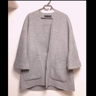 ザラ(ZARA)のZARA オーバー ウール コート カラー  グレー(ガウンコート)