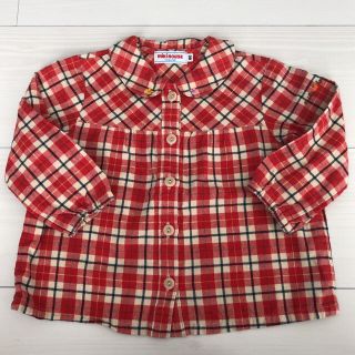 ミキハウス(mikihouse)のブルーベリー様専用 美品！ミキハウス 丸襟チェックシャツ 80cm(シャツ/カットソー)