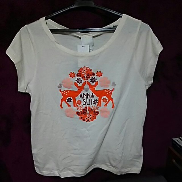 ANNA SUI(アナスイ)のANNA SUI アナスイ Tシャツ バンビ オレンジ オフホワイト 鹿 橙色 レディースのトップス(Tシャツ(半袖/袖なし))の商品写真