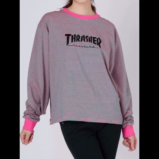 jouetie jouetie × THRASHER ボーダー L/S TEE ピンク 新品の通販 by sss THRASHER×jouetie 長袖Tシャツ