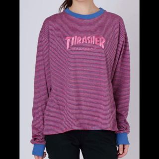 ジュエティ(jouetie)のjouetie × THRASHER ボーダー L/S TEE ブルー 新品(Tシャツ(長袖/七分))