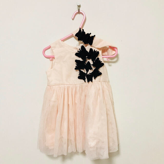 エイチアンドエム(H&M)の H&M  80 ピンク 新品 ベビードレス ワンピース フォーマル ヘアバンド(セレモニードレス/スーツ)