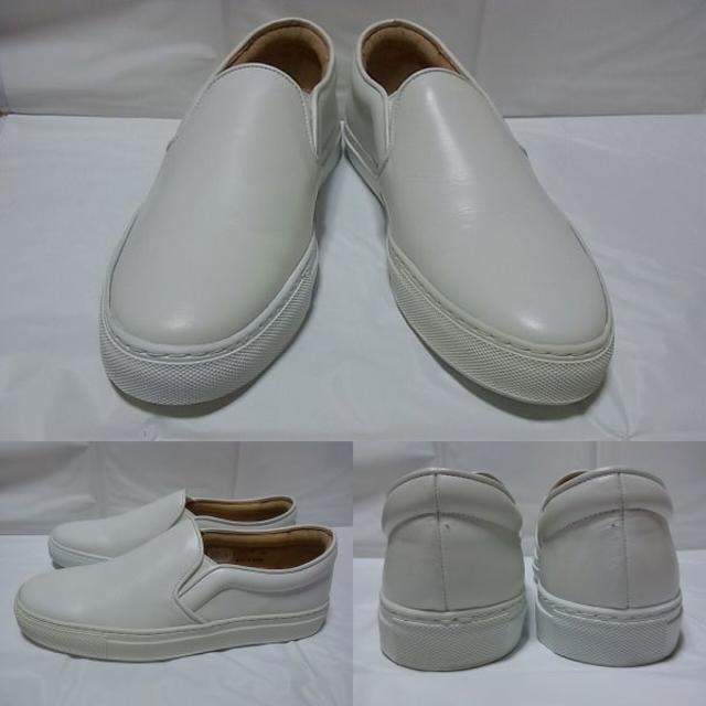 SHIPS(シップス)のSHIPS レザー スリッポン 40 ホワイト 日本製 シップス スニーカー メンズの靴/シューズ(スリッポン/モカシン)の商品写真