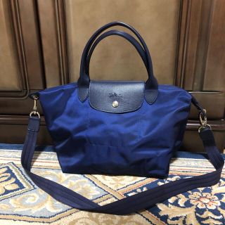 ロンシャン(LONGCHAMP)の超美品 ロンシャン ル・プリアージュ 2way ハンドバッグ ネイビー ナイロン(ハンドバッグ)