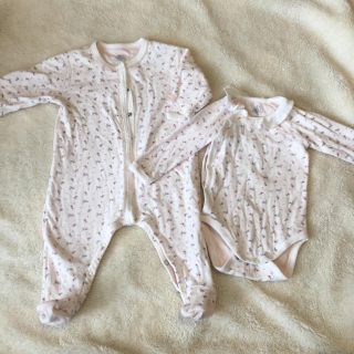 プチバトー(PETIT BATEAU)の(chi★★様専用)プチバトー 女の子 綿100% ロンパースセット(ロンパース)