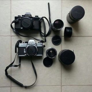 コニカミノルタ(KONICA MINOLTA)のMINOLTA SRT 101 2体 と純正レンズ３個セット(フィルムカメラ)