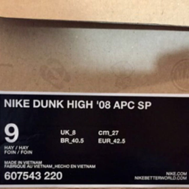A.P.C(アーペーセー)のAPC NIKE DUNK HI 08' SP ナイキ アーペーセー ダンク メンズの靴/シューズ(スニーカー)の商品写真