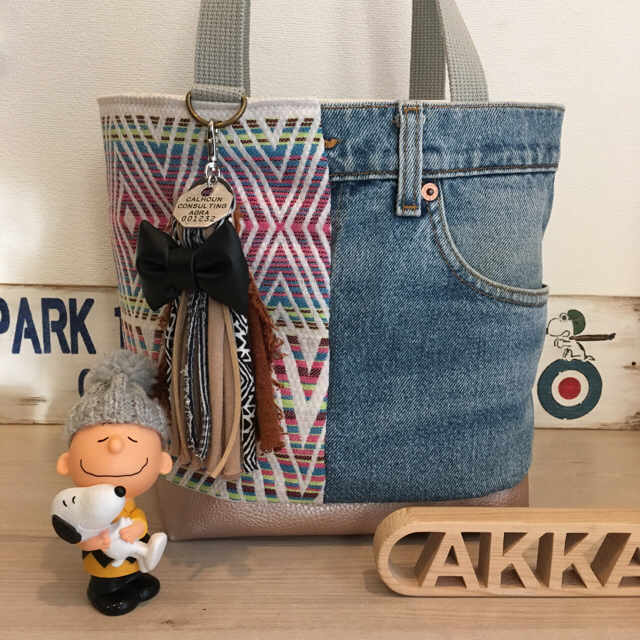 ゆるりさま専用♡カラフルnative×denimリメイク2wayトートポシェット