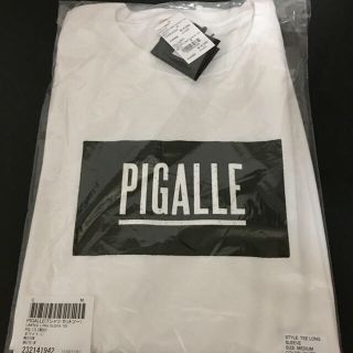 ピガール(PIGALLE)のピガール ボックスロゴ 白 ロンT Mサイズ(Tシャツ/カットソー(七分/長袖))