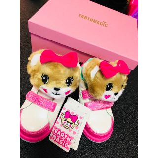 アースマジック(EARTHMAGIC)のアースマジック 15cm【新品】マフィちゃんスニーカー白ピンク(スニーカー)