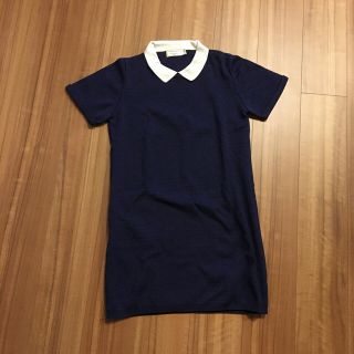 メゾンキツネ(MAISON KITSUNE')のメゾンキツネ 半袖 ワンピース M ネイビー(ミニワンピース)