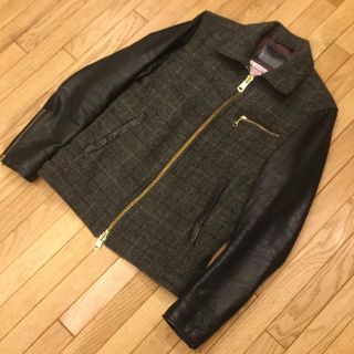 ジャックローズ(JACKROSE)のHarris Tweed 袖レザージャケット(レザージャケット)