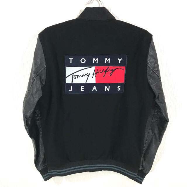 TOMMY HILFIGER(トミーヒルフィガー)の激レア 新品 90s復刻 トミージーンズ ビッグロゴ レザースタジャン L M メンズのジャケット/アウター(スタジャン)の商品写真