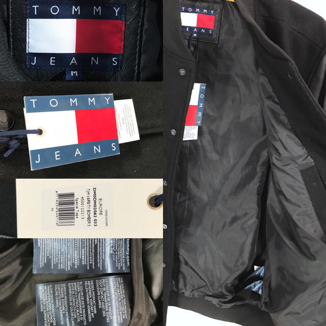 TOMMY HILFIGER(トミーヒルフィガー)の激レア 新品 90s復刻 トミージーンズ ビッグロゴ レザースタジャン L M メンズのジャケット/アウター(スタジャン)の商品写真