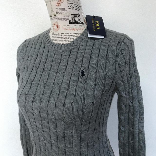 POLO RALPH LAUREN(ポロラルフローレン)の定価17,280円♡新品✨コットン ケーブルニット / グレー XS レディースのトップス(ニット/セーター)の商品写真