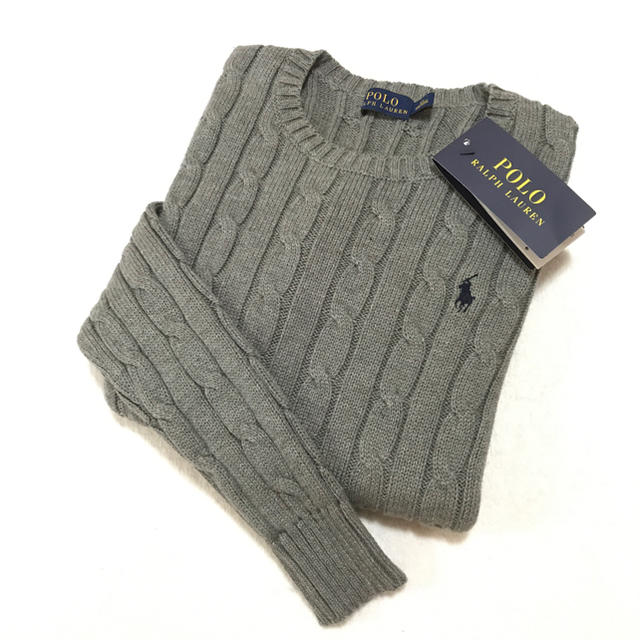 POLO RALPH LAUREN(ポロラルフローレン)の定価17,280円♡新品✨コットン ケーブルニット / グレー XS レディースのトップス(ニット/セーター)の商品写真