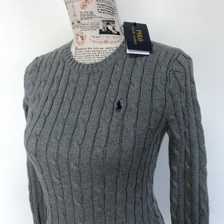 ポロラルフローレン(POLO RALPH LAUREN)の定価17,280円♡新品✨コットン ケーブルニット / グレー XS(ニット/セーター)