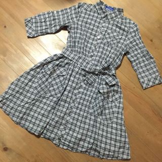 バーバリーブルーレーベル(BURBERRY BLUE LABEL)の美品 バーバリーブルーレーベル チェック ワンピース 38(ひざ丈ワンピース)