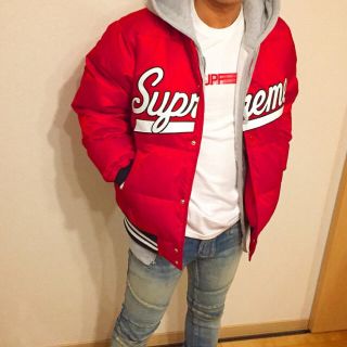 Supreme - Supreme Script Varsity Puffy Jacket S 赤の通販 by kawa's