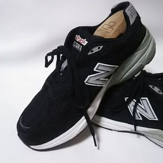 ニューバランス(New Balance)の定3万USA製!ニューバランス990レザースニーカー576996限定廃盤黒銀！(スニーカー)