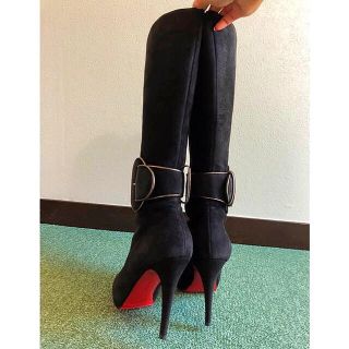 クリスチャンルブタン(Christian Louboutin)の【値下げ】クリスチャン・ルブタン ロングブーツ スエード 37 1/2(ブーツ)