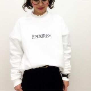 ジーユー(GU)のGU レースフリルネックT ブラウス Lサイズ  ホワイト(Tシャツ(長袖/七分))