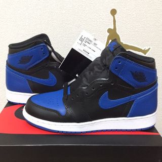 ナイキ(NIKE)のNIKE AIR JORDAN 1 BG 黒青 ナイキエアージョーダン1(スニーカー)