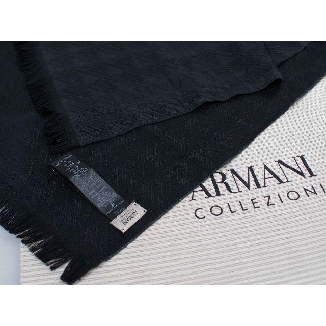 ARMANI COLLEZIONI ロゴ入り 総柄 フリンジ付マフラー