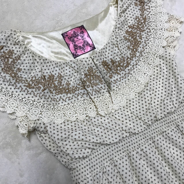 Honey Bunch(ハニーバンチ)のハニーバンチ ドット フラワー 刺繍 レース ワンピース リズリサ 花柄 美品 レディースのワンピース(ミニワンピース)の商品写真