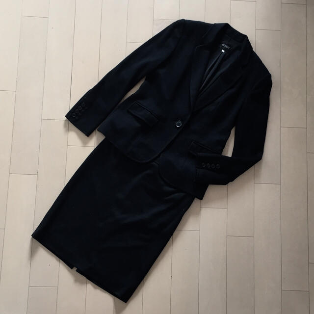 【美品】ボッシュ スーツ 黒 38号/テーラード スカート