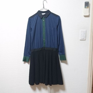 サカイラック(sacai luck)のhoneyさん◇sacai luck シャツニットドッキングワンピース(ひざ丈ワンピース)