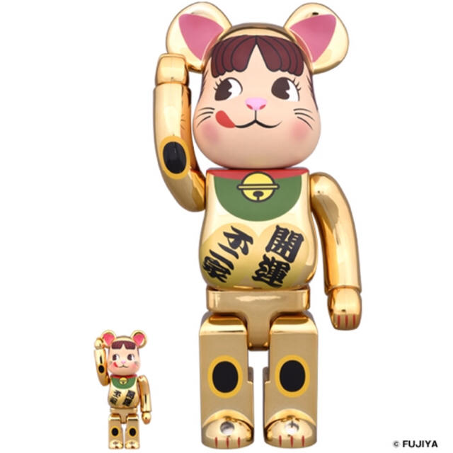 BE@RBRICK 招き猫 ペコちゃん 金メッキ 100％ & 400％