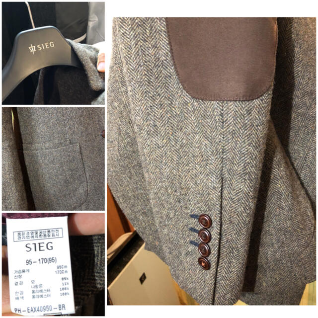 高品質 紳士ブレザー 肘パッチ付 韓国ブランド SIEG ウールブレザー メンズのジャケット/アウター(テーラードジャケット)の商品写真