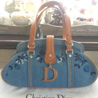 クリスチャンディオール(Christian Dior)のChristian Dior  ディオール デニム  刺繍  バッグ(ハンドバッグ)