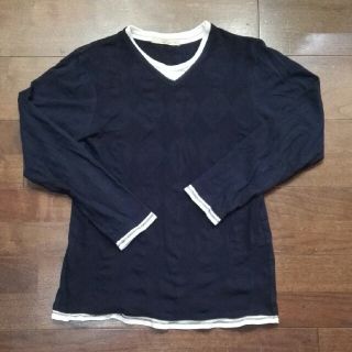 グローバルワーク(GLOBAL WORK)のGROBAL WORK メンズカットソーM　紺白(Tシャツ/カットソー(七分/長袖))