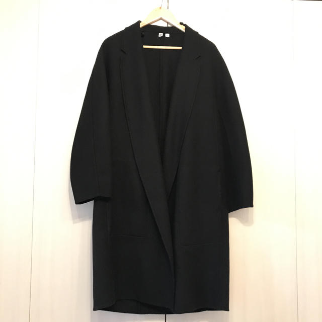 UNIQLO(ユニクロ)の美品❤️ブラックウールコート レディースのジャケット/アウター(ロングコート)の商品写真